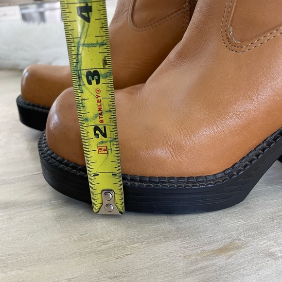 SOLD-Vintage Y2K chunky platform square toe Nine West camel leather boots - Picture 6 of 16